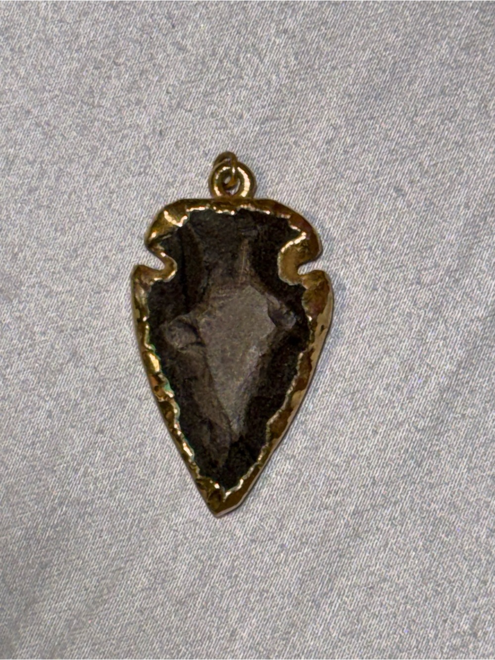 Obsidian Gold-Edged Black Arrowhead Pendant Necklace